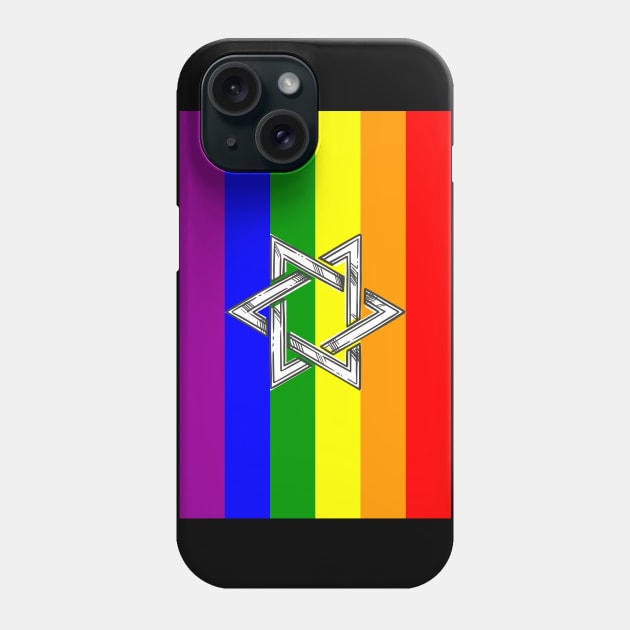 Gay Praid Rainbow Flag Jewish Star of David Phone Case by ProPod