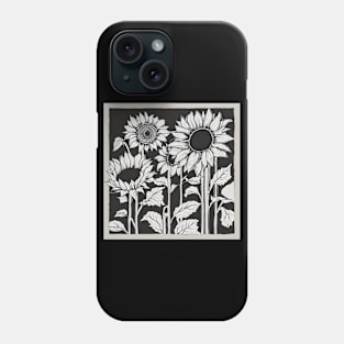 Black and White Sunflowers Phone Case