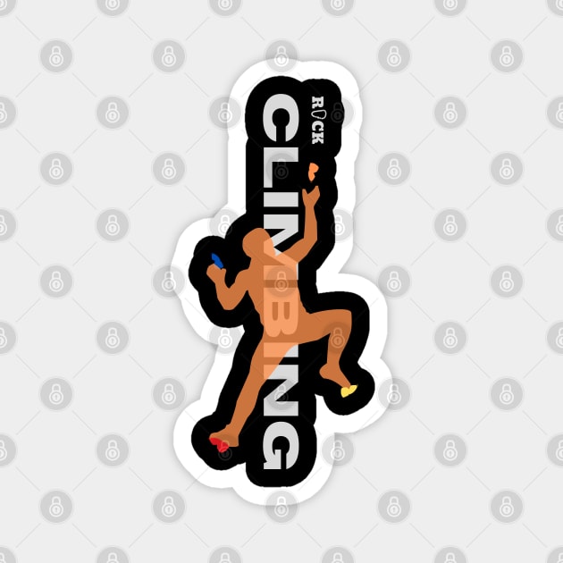 rock climbing with climber orange Magnet by lmdesignco