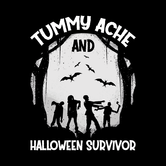 Halloween Zombie Moon Bats Horror Scary Vintage Tummy Ache Survivor by jodotodesign