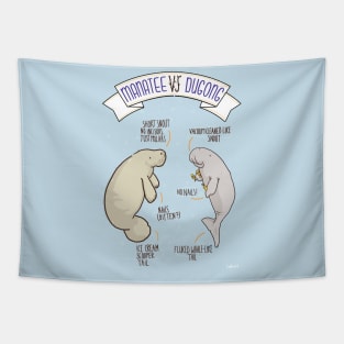 Manatee VS Dugong: an educational poster with a bit of humour illustration Tapestry