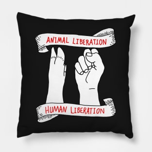 ANIMAL LIBERATION HUMAN LIBERATION - Pig Paw & Human Fist Design Pillow