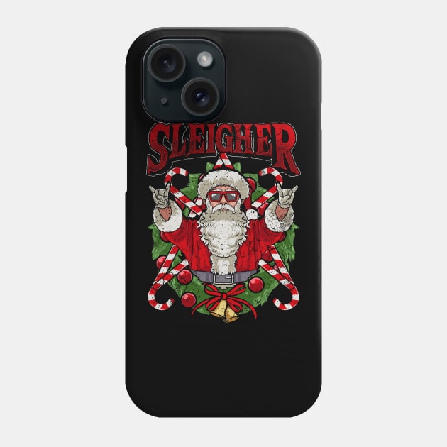 Sleigher Santa Claus Rocker Heavy Metal Christmas Phone Case by E