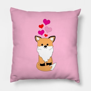 Fox With Hearts Pillow