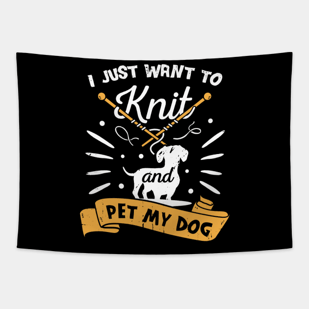 Knitting Knitter Dog Lover Gift Tapestry by Dolde08