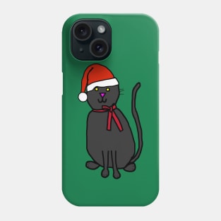 Christmas Kitty Cat Wearing Ribbon and Santa Hat Phone Case