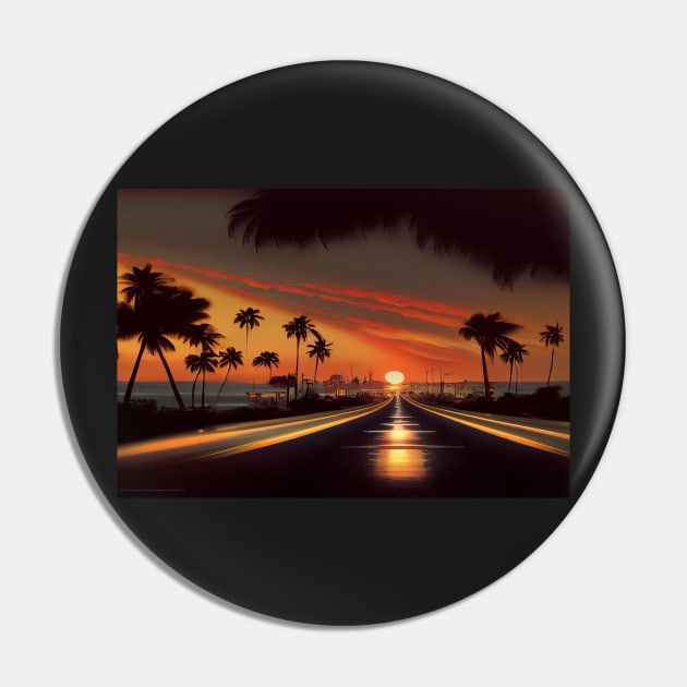 In To The Sunset On The Road To Fantasy Island / Abstract And Surreal Unwind Art Pin by Unwind-Art-Work