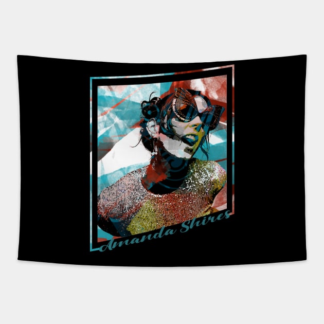 Amanda Shires-Abstract Expressionist Potrait Tapestry by CreatenewARTees