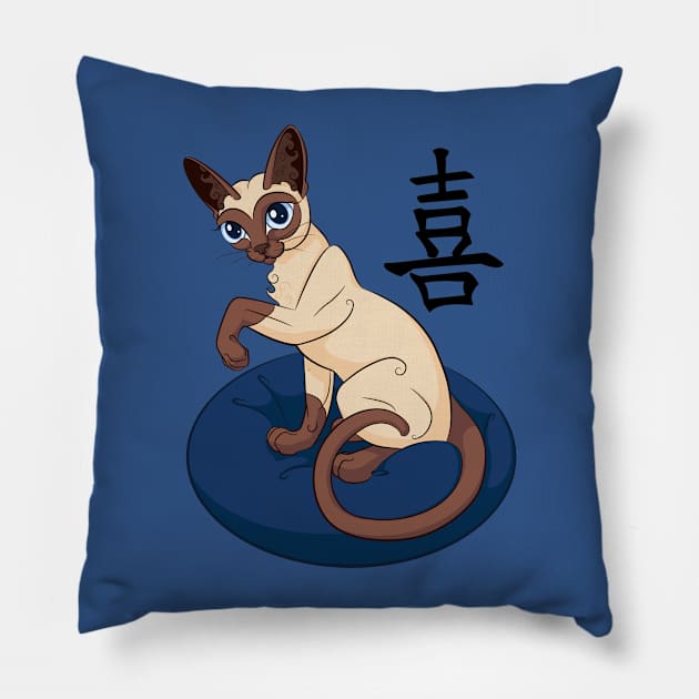 Siamese Chinese Cat Pillow by SJayneDesign