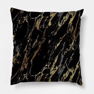 Black Marble with Gold texture Pillow