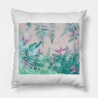 Ferns and Parrot Flowers Pillow