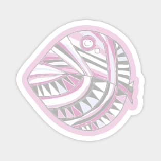 Mazipoodles New Fish Head Leaf White Gray Dusty Pink Distressed Magnet