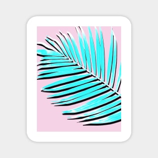 Palm print, Tropical Plant, Palm leaf, Blue, Pink,  Minimal, Tropical art, Modern Magnet