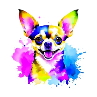 Colorful Chihuahua Splatter Art - Petite Canine Delight T-Shirt