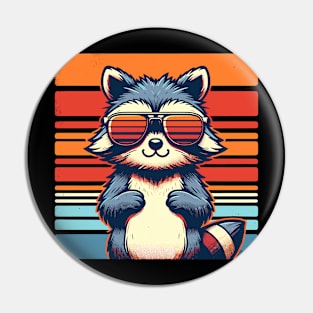 Cool Retro Raccoon in Sunglasses 70s 80s 90s Funny Raccoon Pin