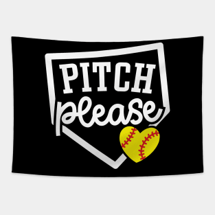 Pitch Please Softball Player Mom Cute Funny Tapestry