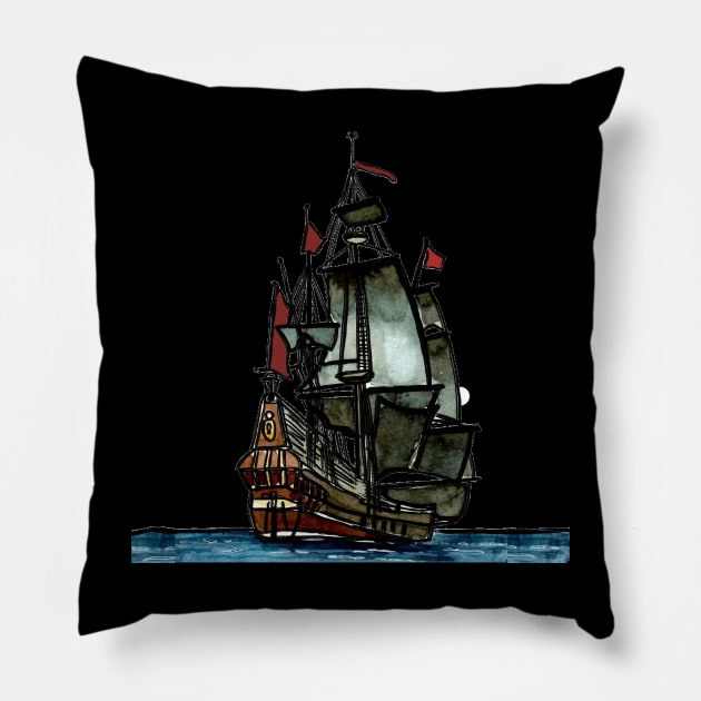 Pirate Ship Pillow by Art by Ergate