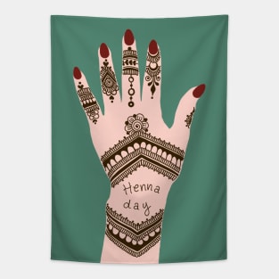 Henna Day | Henna Hand Tattoo - Brown Mehendi Tapestry