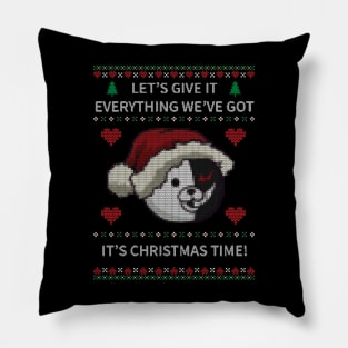 Monokuma Ugly Christmas Sweater Pillow