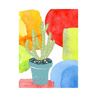 Colorful potted cactus, modern abstract art T-Shirt