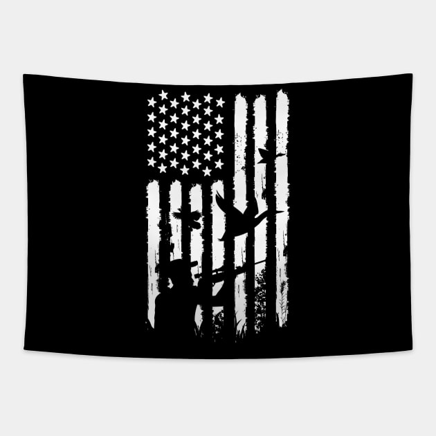 Distressed American Flag Hunting Tapestry by Wintrly