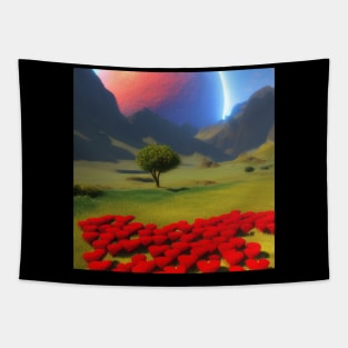 Valentine Wall Art - Field of hearts - Unique Valentine Fantasy Planet Landsape - Photo print, canvas, artboard print, Canvas Print and T shirt Tapestry