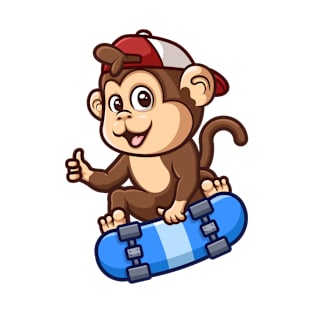 Monkey Skateboard Cartoon T-Shirt