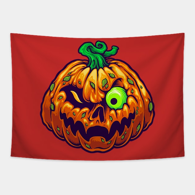 scary pumpkin Tapestry by vaktorex