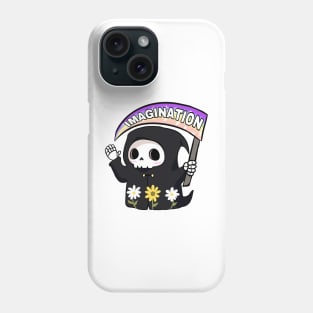 Cute grim reaper rainbow imagination with daisy flowers Phone Case