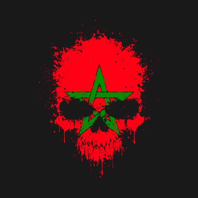 Chaotic Moroccan Flag Splatter Skull by jeffbartels