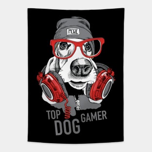 Top Dog Gamer Funny Gaming Headset Beanie Hat Tapestry