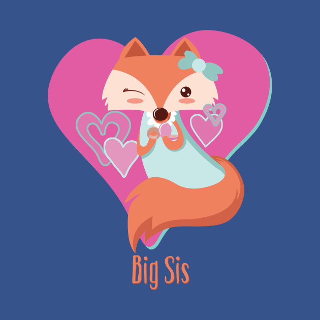 Kids Big Sis Older sister Little Girl Fox T Shirt by LittleBean