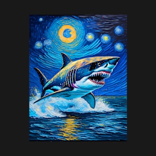 Shark in starry night T-Shirt