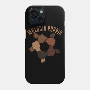 Melanin Poppin black hands holding together BLM Phone Case