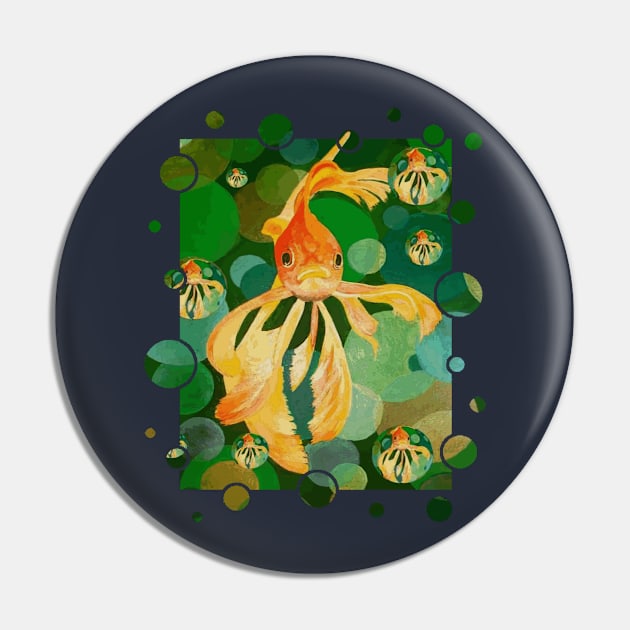 Cute Goldfish Swimming In Green Colored Sea Pin by taiche