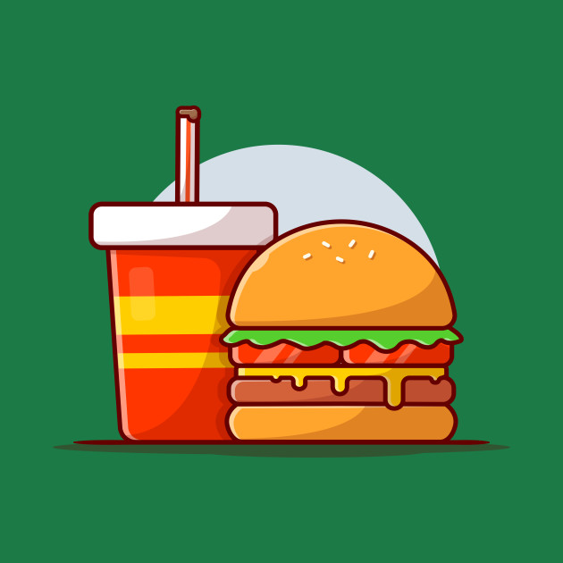 Burger And Soda Cartoon Vector Icon Illustration (8) - Burger - Phone Case