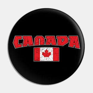 Canada Name with Canadian Flag Design Pin