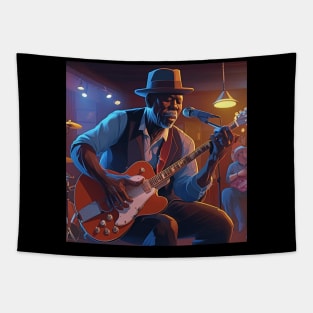 A Blues Guitarist Playing At A Blues Club Tapestry