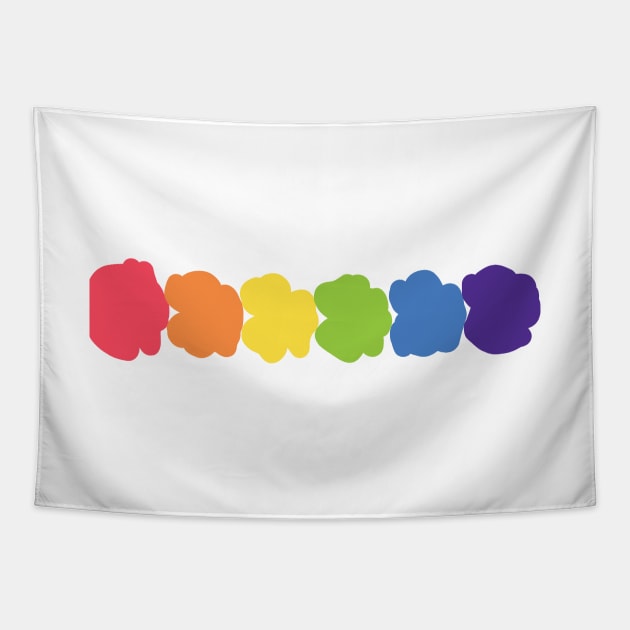 Six Rainbow Colored Blobs Tapestry by ellenhenryart