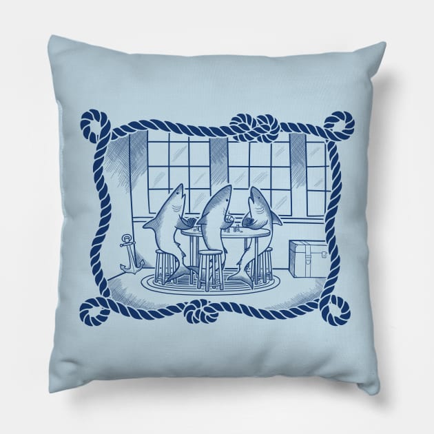 Card Sharks (Blue) Pillow by AshTulio