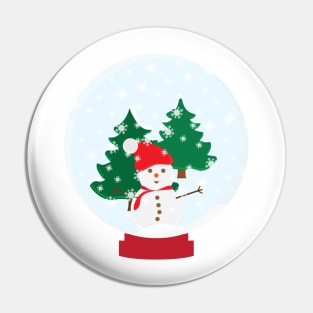 Snow Globe With Snow Man and Trees Pin