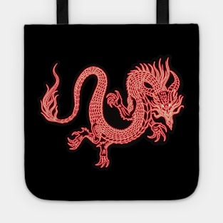 Neon dragon - Chinese red dragon Tote