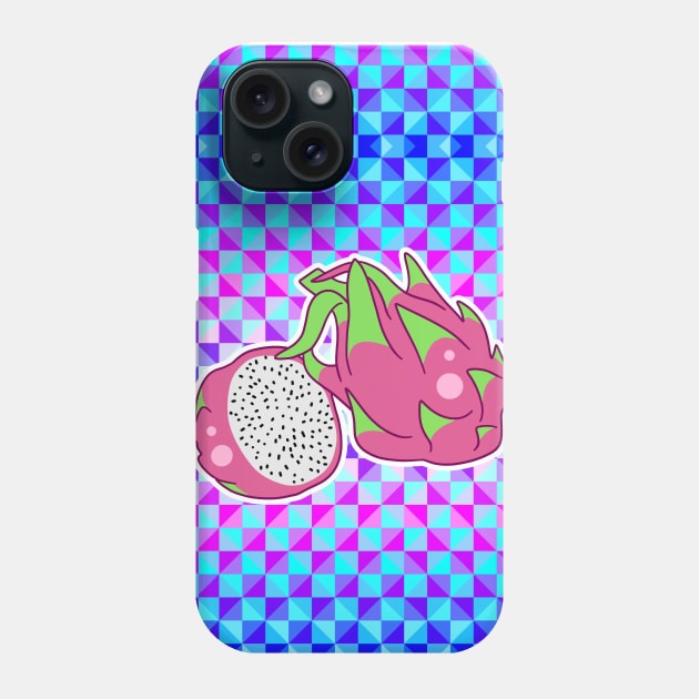 Dragon Fruit Holographic Checkered Pattern Phone Case by saradaboru