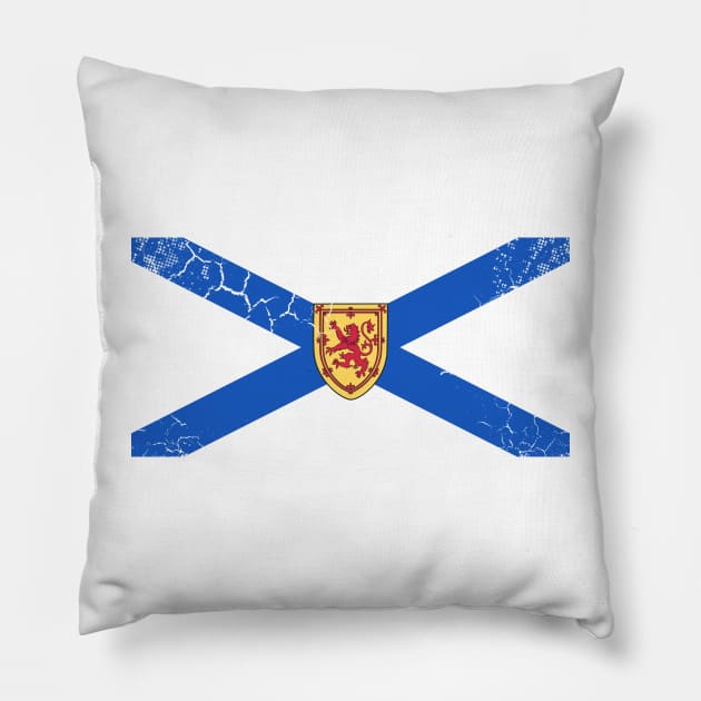 Nova Scotia Flag Canada Vintage Fade Pillow by E