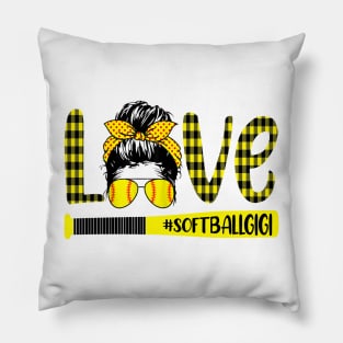 Gigi Life Softball Baseball Mothers Day Gift Messy Bun Pillow