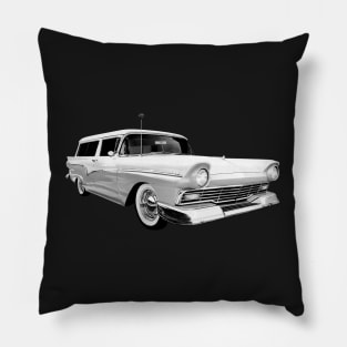 1957 Ford Ranch Wagon BW Pillow