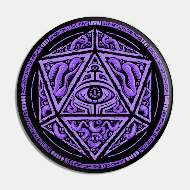 Purple Eldritch D20 Sticker Pin by MaratusFunk