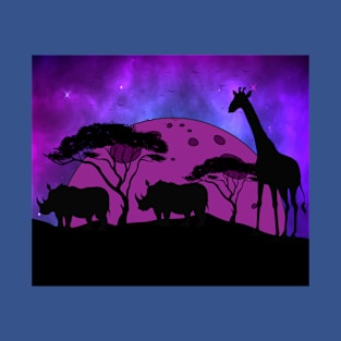 Retro Vintage Sunset Africa At Night T-Shirt