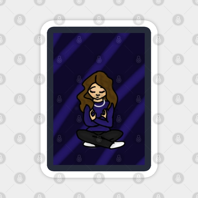 Meditating Girl Magnet by ceolsonart