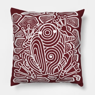 Frog Toad Rock Tribal Tattoo Art White Pillow